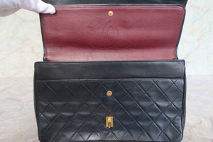 CHANEL Matelasse double flap chain shoulder bag Lambskin Black/Gold hadware Shoulder bag 700100073