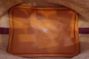 HERMES PICOTIN LOCK TOUCH PM Clemence leather/Swift leather Orange/Rouge Grenet X刻印 Hand bag 600100116