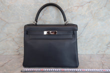 将图片加载到图库查看器，HERMES KELLY 28 Evergrain leather Blue Indigo □I刻印 Shoulder bag 700070290
