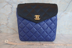 CHANEL/シャネル マトラッセチェーンショルダーバッグ ラムスキン/サテン ブラック/ブルー/ゴールド金具 ショルダーバッグ 700030076