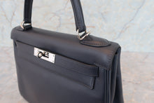 将图片加载到图库查看器，HERMES KELLY 28 Evergrain leather Blue Indigo □I刻印 Shoulder bag 700070290

