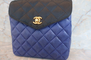 CHANEL/シャネル マトラッセチェーンショルダーバッグ ラムスキン/サテン ブラック/ブルー/ゴールド金具 ショルダーバッグ 700030076
