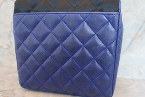 CHANEL Matelasse chain shoulder bag Lambskin/Satin Black/Blue/Gold hadware Shoulder bag 700030076