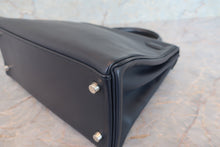将图片加载到图库查看器，HERMES KELLY 28 Evergrain leather Blue Indigo □I刻印 Shoulder bag 700070290
