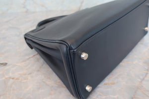 HERMES KELLY 28 Evergrain leather Blue Indigo □I刻印 Shoulder bag 700070290