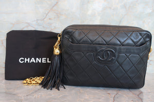CHANEL/シャネル マトラッセフリンジチェーンショルダーバッグ ラムスキン ブラック/ゴールド金具 ショルダーバッグ 700060268