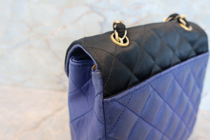 CHANEL/シャネル マトラッセチェーンショルダーバッグ ラムスキン/サテン ブラック/ブルー/ゴールド金具 ショルダーバッグ 700030076