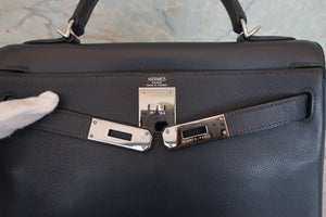 HERMES KELLY 28 Evergrain leather Blue Indigo □I刻印 Shoulder bag 700070290