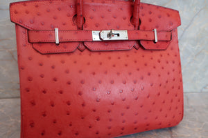 HERMES／エルメス バーキン30 オーストリッチ ルージュ □I刻印 ハンドバッグ 700040107