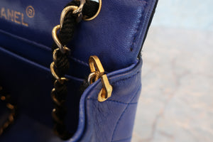 CHANEL Matelasse chain shoulder bag Lambskin/Satin Black/Blue/Gold hadware Shoulder bag 700030076