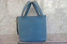 将图片加载到图库查看器，HERMES PICOTIN MM Clemence leather Blue jean □H刻印 Hand bag 700070034
