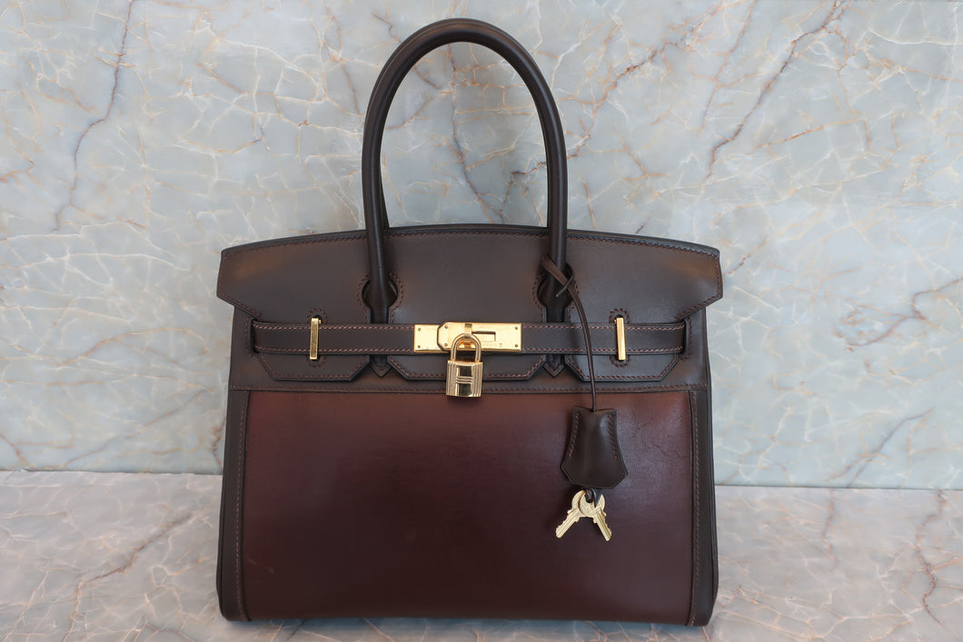 HERMES BIRKIN 30 Box carf leather/Amazonie Brown □C刻印 Hand bag 600080014