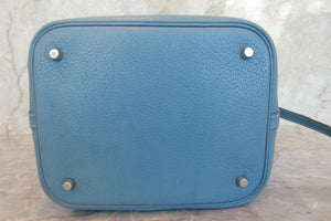 HERMES PICOTIN MM Clemence leather Blue jean □H刻印 Hand bag 700070034