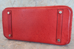 HERMES／エルメス バーキン30 オーストリッチ ルージュ □I刻印 ハンドバッグ 700040107
