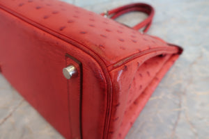 HERMES／エルメス バーキン30 オーストリッチ ルージュ □I刻印 ハンドバッグ 700040107