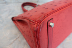 HERMES／エルメス バーキン30 オーストリッチ ルージュ □I刻印 ハンドバッグ 700040107