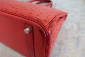 HERMES／エルメス バーキン30 オーストリッチ ルージュ □I刻印 ハンドバッグ 700040107