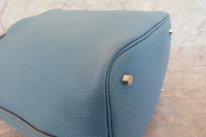 HERMES PICOTIN MM Clemence leather Blue jean □H刻印 Hand bag 700070034