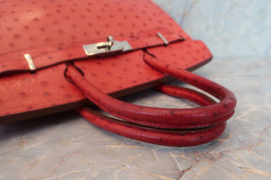 HERMES／エルメス バーキン30 オーストリッチ ルージュ □I刻印 ハンドバッグ 700040107