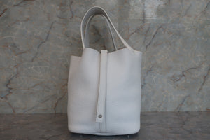 HERMES PICOTIN LOCK MM Clemence leather White X刻印 Hand bag 600100111