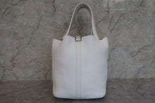 将图片加载到图库查看器，HERMES PICOTIN LOCK MM Clemence leather White X刻印 Hand bag 600100111
