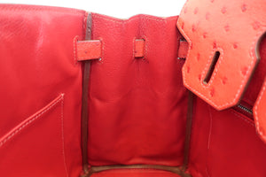 HERMES／エルメス バーキン30 オーストリッチ ルージュ □I刻印 ハンドバッグ 700040107