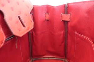 HERMES／エルメス バーキン30 オーストリッチ ルージュ □I刻印 ハンドバッグ 700040107