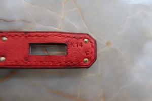 HERMES／エルメス バーキン30 オーストリッチ ルージュ □I刻印 ハンドバッグ 700040107