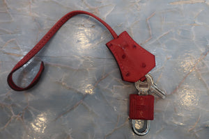 HERMES／エルメス バーキン30 オーストリッチ ルージュ □I刻印 ハンドバッグ 700040107