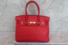 Load image into Gallery viewer, HERMES BIRKIN 30 Clemence leather Rouge casaque T Engraving Hand bag 600080052
