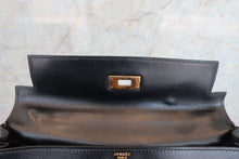 将图片加载到图库查看器，HERMES KELLY 28 Box carf leather Black  〇M刻印 Hand bag 700060301
