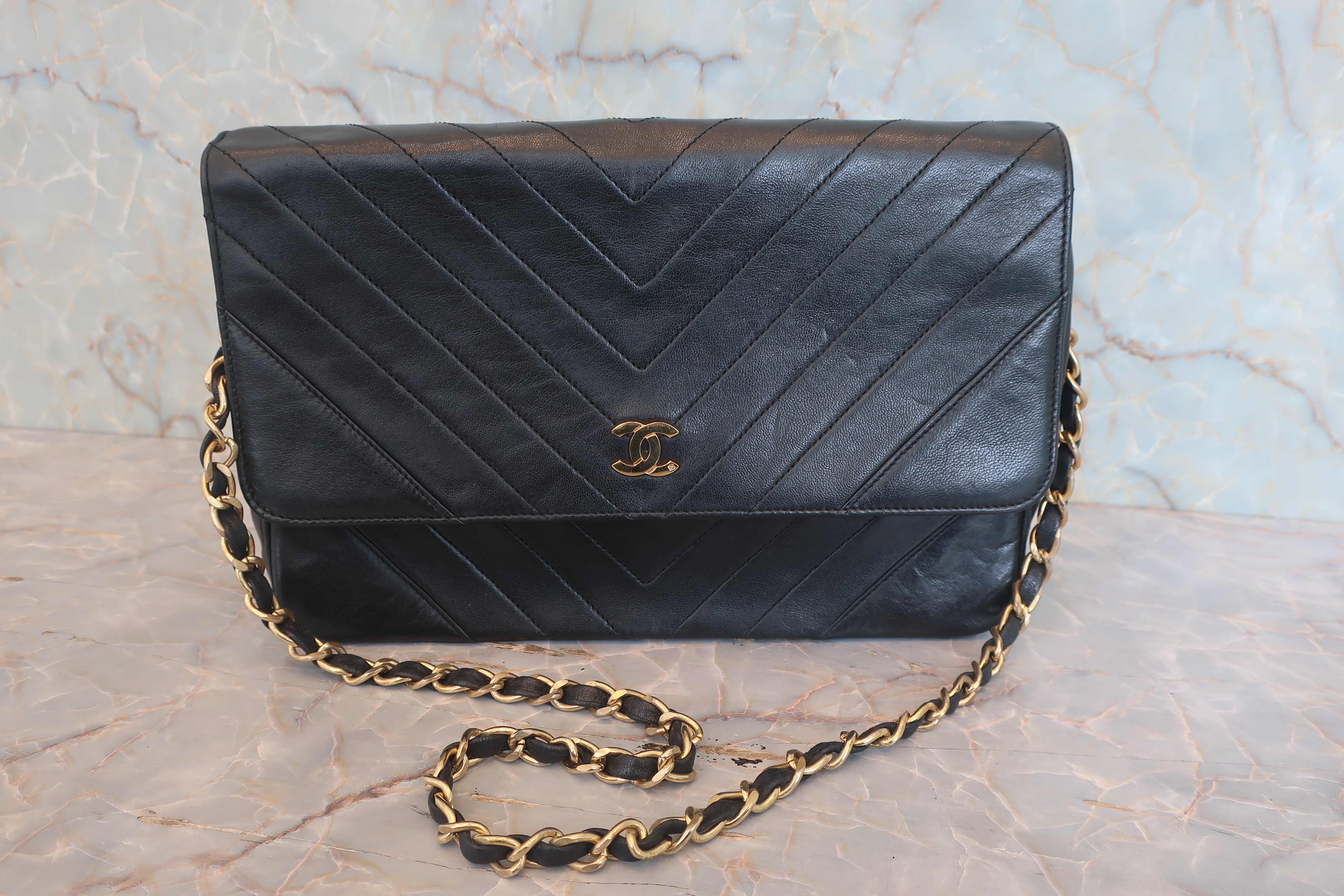 売約済　CHANEL シャネル ヴィンテージ ショルダーバッグ Vステッチ ラム CHANEL/シャネル Vステッチチェーンショルダーバッグ ラムスキン
