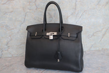 将图片加载到图库查看器，HERMES BIRKIN 35 Clemence leather Black □H刻印 Hand bag 600090143
