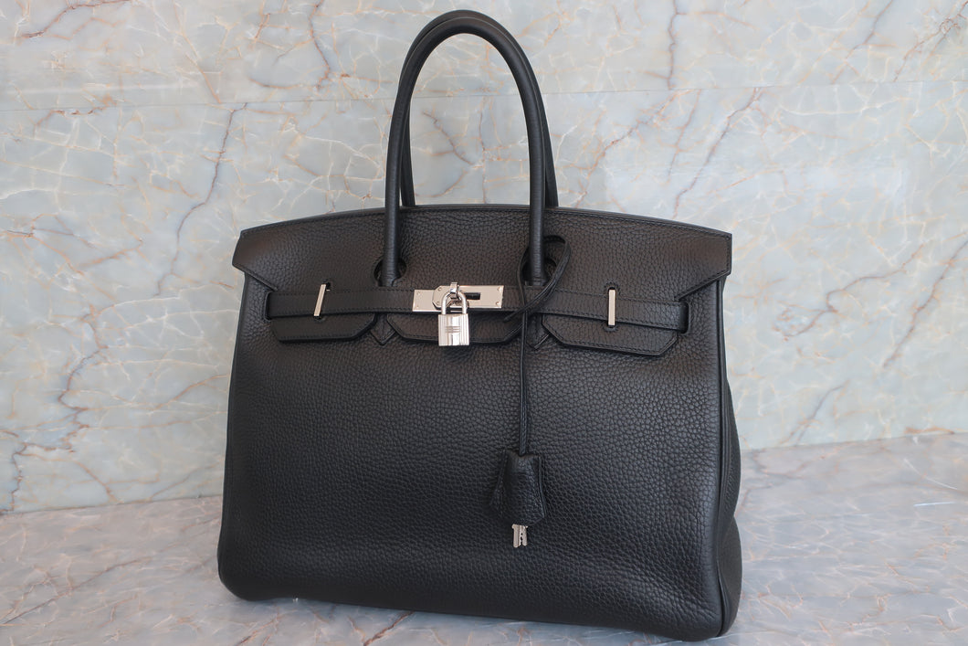 HERMES BIRKIN 35 Clemence leather Black □H刻印 Hand bag 600090143