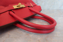 将图片加载到图库查看器，HERMES BIRKIN 30 Clemence leather Rouge casaque T刻印 Hand bag 600080052
