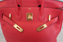 Load image into Gallery viewer, HERMES BIRKIN 30 Clemence leather Rouge casaque T Engraving Hand bag 600080052
