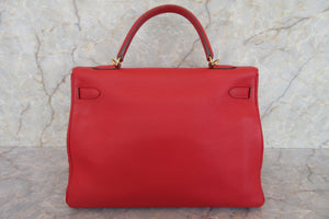 HERMES／エルメス ケリー35 トリヨンクレマンス ルージュカザック □Q刻印 ショルダーバッグ 700030078