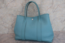 Load image into Gallery viewer, HERMES GARDEN PARTY PM Country leather Blue atoll X Engraving Tote bag 600090064
