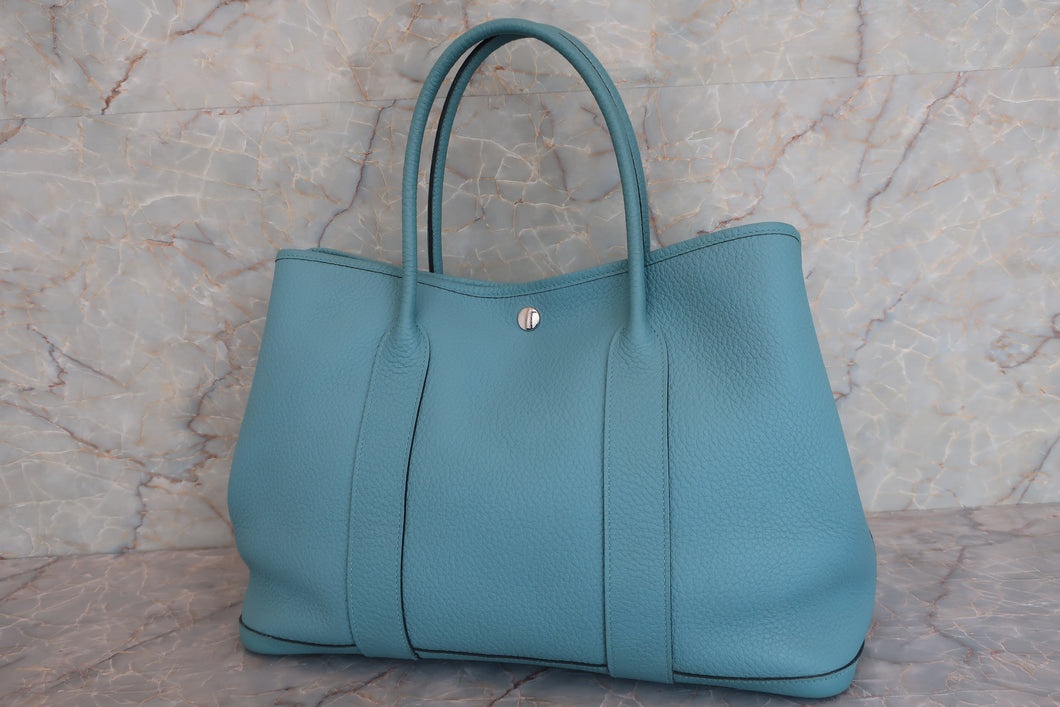 HERMES GARDEN PARTY PM Country leather Blue atoll X刻印 Tote bag 600090064