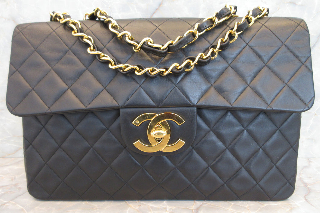 CHANEL/シャネル デカマトラッセシングルフラップチェーンショルダーバッグ ラムスキン ブラック/ゴールド金具 ショルダーバッグ 700010168