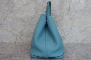 HERMES GARDEN PARTY PM Country leather Blue atoll X刻印 Tote bag 600090064