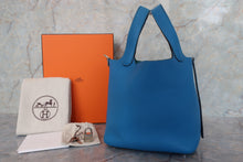 Load image into Gallery viewer, HERMES PICOTIN LOCK PM Clemence leather Blue zanzibar A Engraving Hand bag 700110157
