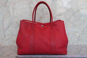 HERMES／エルメス ガーデンパーティPM ネゴンダ ルージュカザック □Q刻印 トートバッグ 700050179