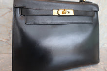 將圖片載入圖庫檢視器 HERMES／エルメス ケリー28 ボックスカーフ ブラック ハンドバッグ 700060225
