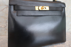 HERMES／エルメス ケリー28 ボックスカーフ ブラック ハンドバッグ 700060225