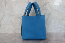 Load image into Gallery viewer, HERMES PICOTIN LOCK PM Clemence leather Blue zanzibar A Engraving Hand bag 700110157
