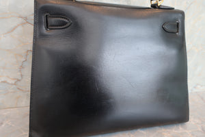HERMES／エルメス ケリー28 ボックスカーフ ブラック ハンドバッグ 700060225
