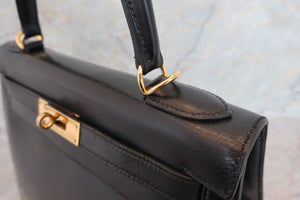 HERMES／エルメス ケリー28 ボックスカーフ ブラック ハンドバッグ 700060225