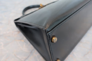 HERMES／エルメス ケリー28 ボックスカーフ ブラック ハンドバッグ 700060225