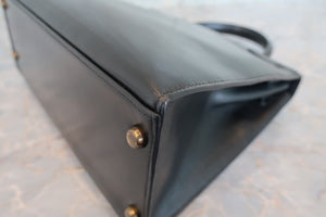 HERMES／エルメス ケリー28 ボックスカーフ ブラック ハンドバッグ 700060225